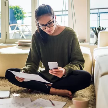 young woman reviewing finances